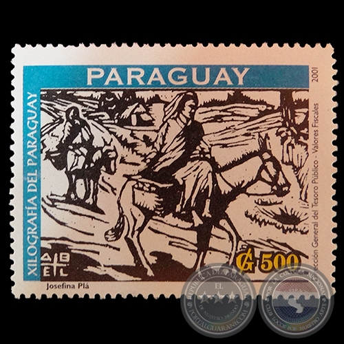 GRABADO DE JOSEFINA PL - SELLO POSTAL PARAGUAYO AO 2001